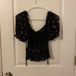 Black Floral Blouse